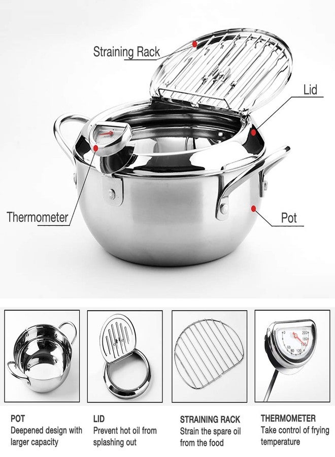 EAMATE Tempura Fry Pot, Stainless Steel Tempura Deep Fryer with Thermometer, 8 Inches, Mini Size Perfect for 2-3 People - Image 3